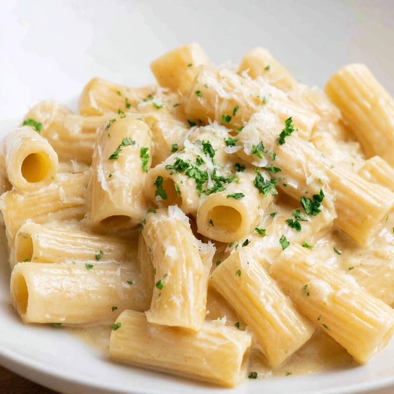Golden-hued Creamy Milk Pasta One-Pot with perfectly cooked pasta, coated in a luscious, white sauce.