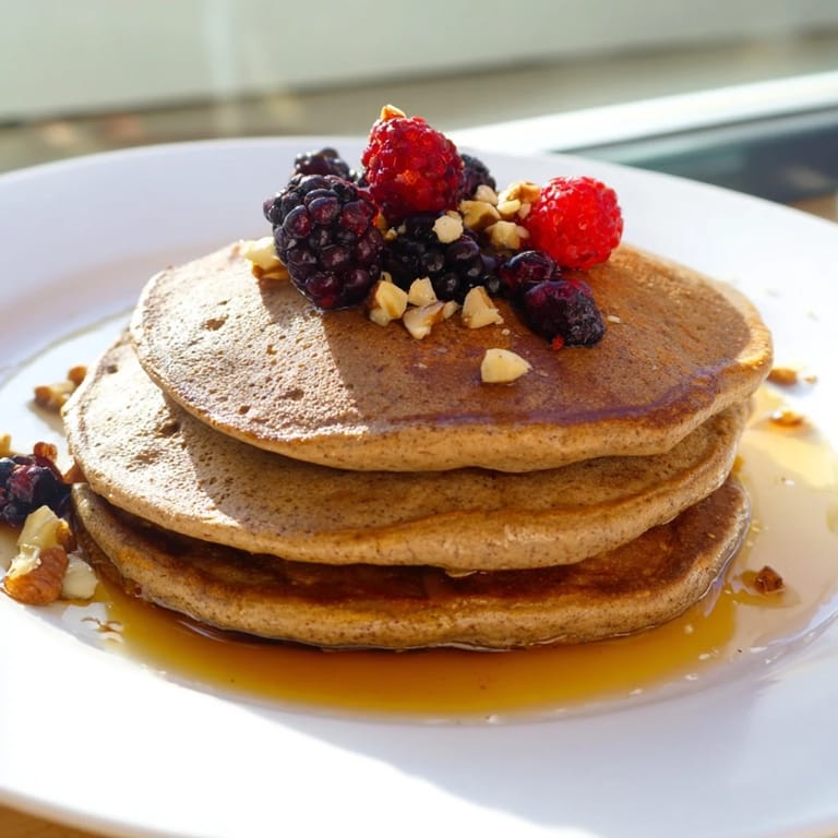 A stack of homemade brown banana pancakes steaming, promising a sweet and satisfying breakfast treat.