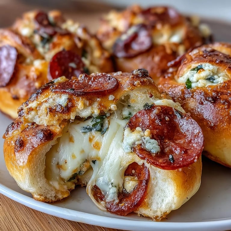 Warm Pizza Roll Stuffed Garlic Knots stacked on a platter, steam rising, garnished with fresh parsley and Parmesan, ready for game day.