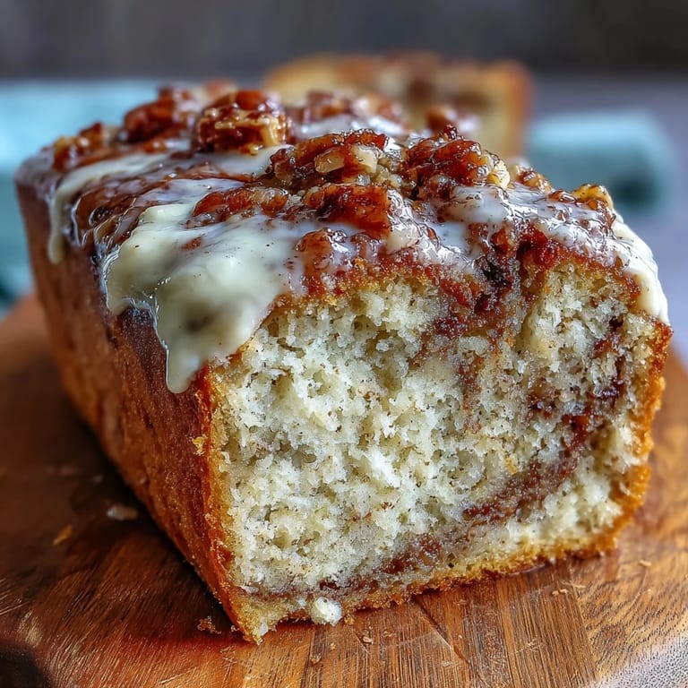 Perfectly sliced Cream Cheese Cinnamon Swirl Protein Loaf served on a marble board with ripe bananas and a dollop of Greek yogurt.