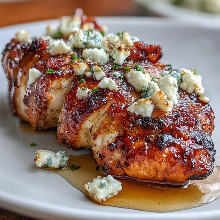 Golden-brown chicken breasts topped with creamy feta and finished with hot honey glaze for a sweet and spicy flavor combo. High-protein and gluten-free.