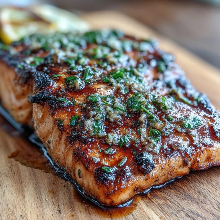 Succulent salmon with herb crust, roasted alongside tender asparagus, garnished with lemon slices for a fresh, zesty finish.  