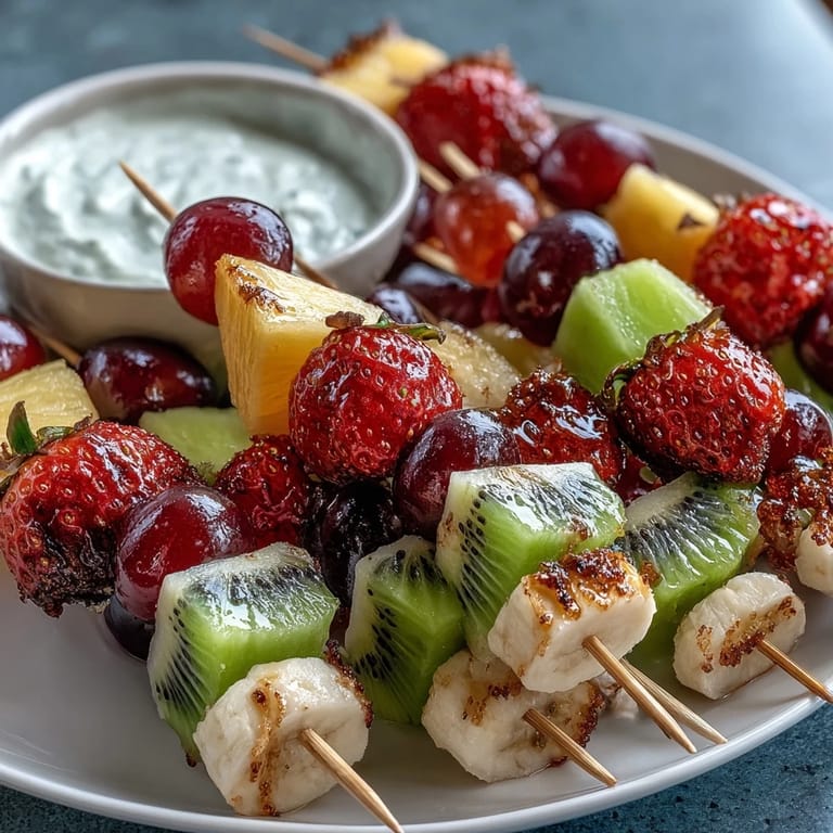 Kid-approved bento box packed with rainbow fruit skewers, smooth yogurt dip, and mini sandwiches—perfect for school or picnic lunches.