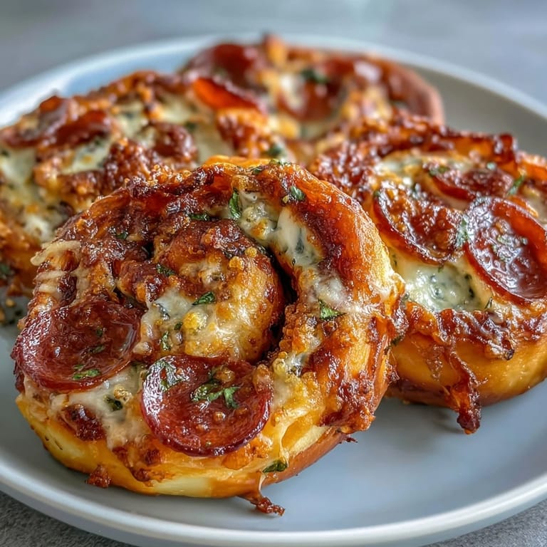 Baked pizza pinwheels with gooey mozzarella and zesty marinara sauce, wrapped in golden puff pastry. Great for parties or game day.