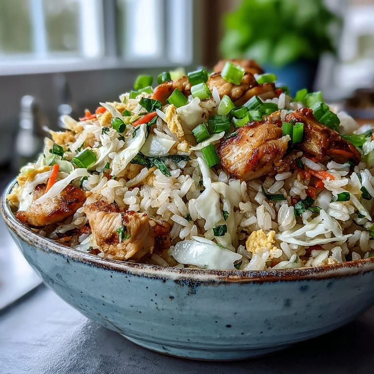 Savory Egg Roll Fried Rice plated alongside chopsticks and a drizzle of soy sauce, perfect for an Asian-inspired family meal.