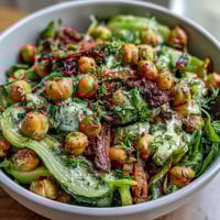 Crunchy celery and chickpea salad with Dijon vinaigrette, a fresh and vibrant dish with crisp vegetables and a tangy dressing.