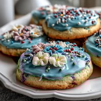 Baby in Bloom sugar cookies with royal icing flowers, delicate and pastel, perfect for baby showers and spring celebrations.