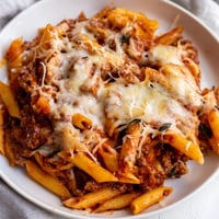 Golden and bubbly, this Cheesy Beef & Penne Bake is a comforting family favorite with a rich aroma.