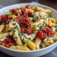 Golden baked feta pasta glistening with juicy bursting cherry tomatoes and fresh basil.